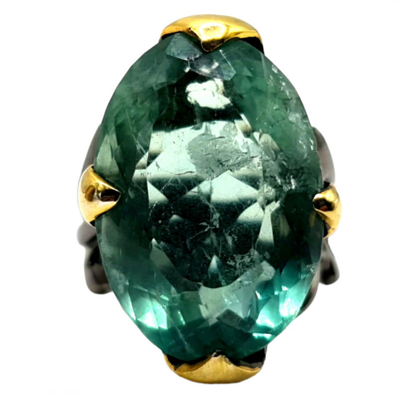Inel din argint cu montura de fluorit verde - Madammi.ro Inel din argint cu montura de fluorit verde - Madammi.ro