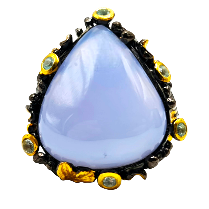 Inel din argint cu blue calcedonie si blue topaz - inima - Madammi.ro Inel din argint cu blue calcedonie si blue topaz - inima - Madammi.ro