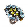 Inel din argint cu blue topaz si peridot - Madammi.ro