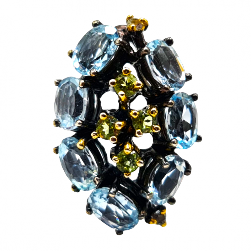 Inel din argint cu blue topaz si peridot - Madammi.ro Inel din argint cu blue topaz si peridot - Madammi.ro