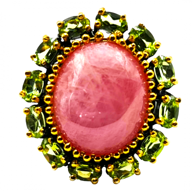 Inel din argint cu rubin si peridot - Madammi.ro