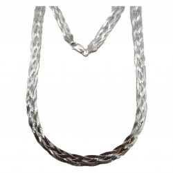 Lantisor argint  plat placat cu rodiu - colier impletit - glamour - Madammi.ro