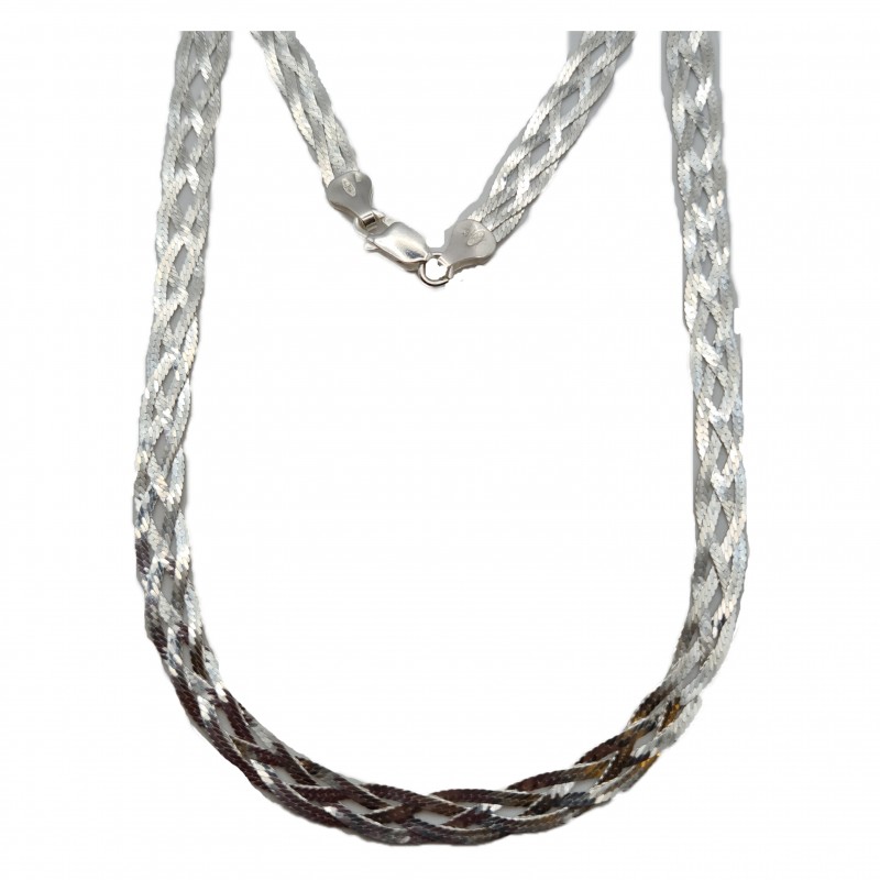 Lantisor argint plat placat cu rodiu - colier impletit - glamour - Madammi.ro Lantisor argint plat placat cu rodiu - colier impletit - glamour - Madammi.ro