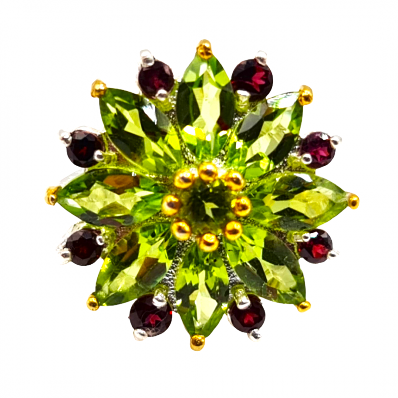 Inel din argint cu peridot si rodolit - Madammi.ro Inel din argint cu peridot si rodolit - Madammi.ro