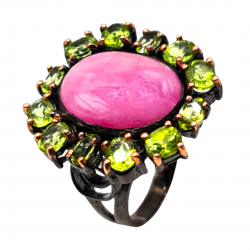 Inel din argint cu rubin 25ct si peridot - Madammi.ro