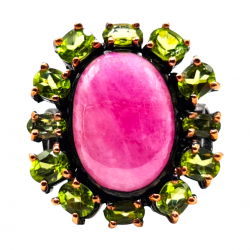 Inel din argint cu rubin 25ct si peridot - Madammi.ro