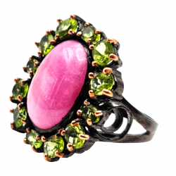 Inel din argint cu rubin 25ct si peridot - Madammi.ro