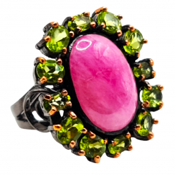 Inel din argint cu rubin 25ct si peridot - Madammi.ro