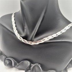 Lantisor argint  plat placat cu rodiu - colier impletit - glamour - Madammi.ro