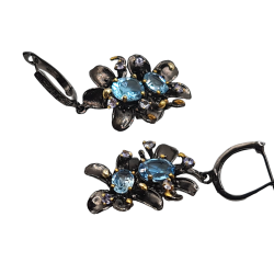 Cercei din argint cu blue topaz si tanzanit - Madammi.ro