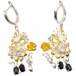 Cercei din argint cu safir si blue topaz  - Madammi.ro