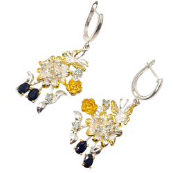 Cercei din argint cu safir si blue topaz  - Madammi.ro