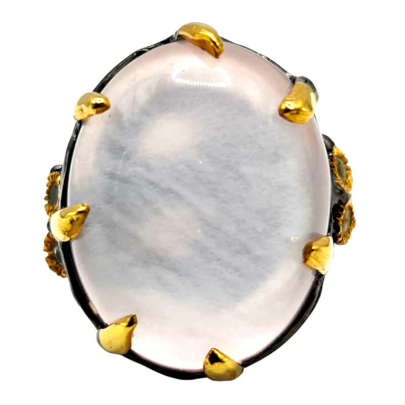 Inel din argint cu cuart roz 40ct si topaz - Madammi.ro Inel din argint cu cuart roz 40ct si topaz - Madammi.ro