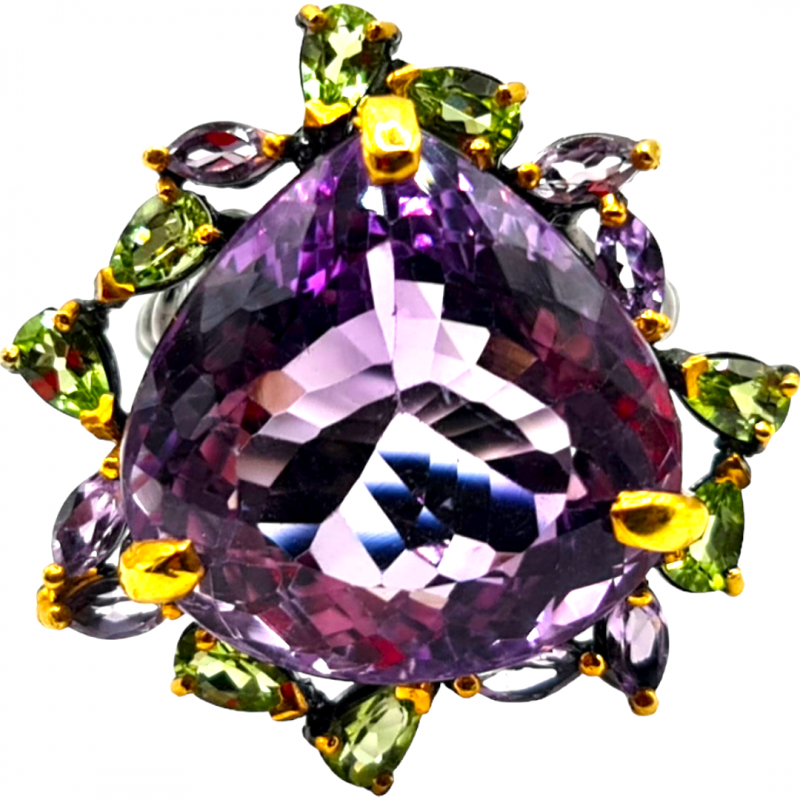Inel din argint cu ametist si peridot - Madammi.ro Inel din argint cu ametist si peridot - Madammi.ro
