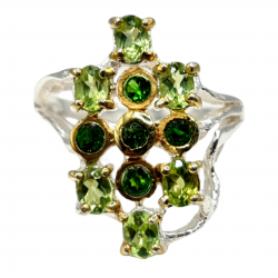 Inel din argint cu peridot si crom diopsid - Madammi.ro