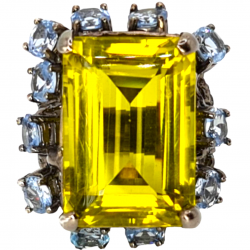 Inel din argint cu cuart lemon 40ct si topaz - Madammi.ro