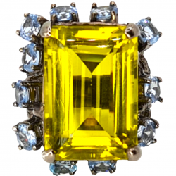 Inel din argint cu cuart lemon 40ct si topaz