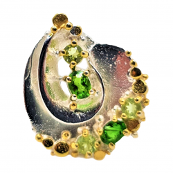 Inel din argint cu crom diopsid si peridot - Madammi.ro