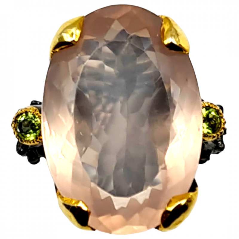 Inel din argint cu cuart roz si peridot - Madammi.ro Inel din argint cu cuart roz si peridot - Madammi.ro