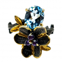 Inel din argint cu swiss blue topaz  - Madammi.ro