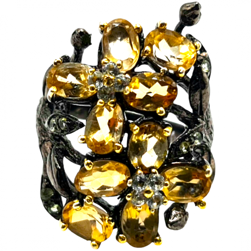 Inel din argint cu citrin si topaz - Madammi.ro Inel din argint cu citrin si topaz - Madammi.ro