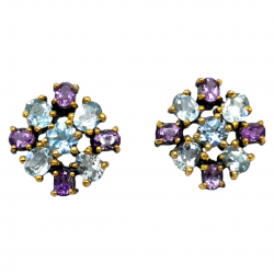 Cercei din argint cu ametist si blue topaz - Madammi.ro
