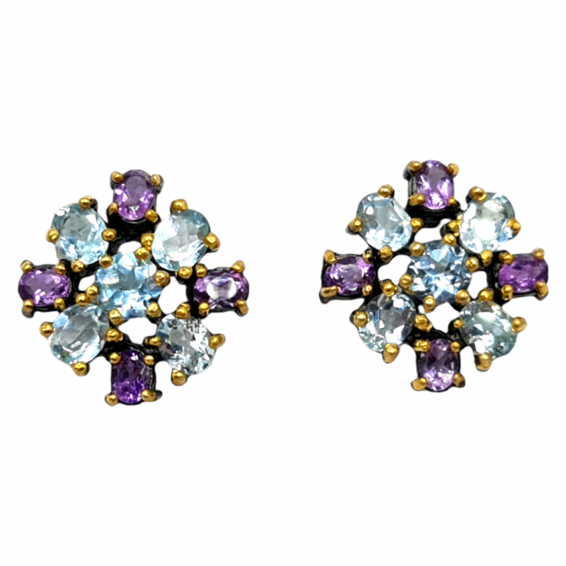 Cercei din argint cu ametist si blue topaz - Madammi.ro