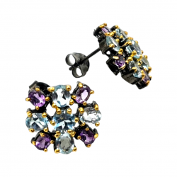 Cercei din argint cu ametist si blue topaz - Madammi.ro