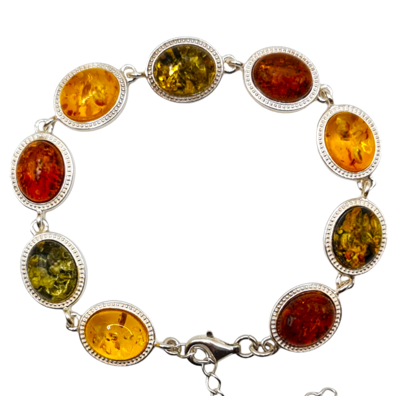 Bratara din argint cu chihlimbar multicolor - Madammi.ro Bratara din argint cu chihlimbar multicolor - Madammi.ro