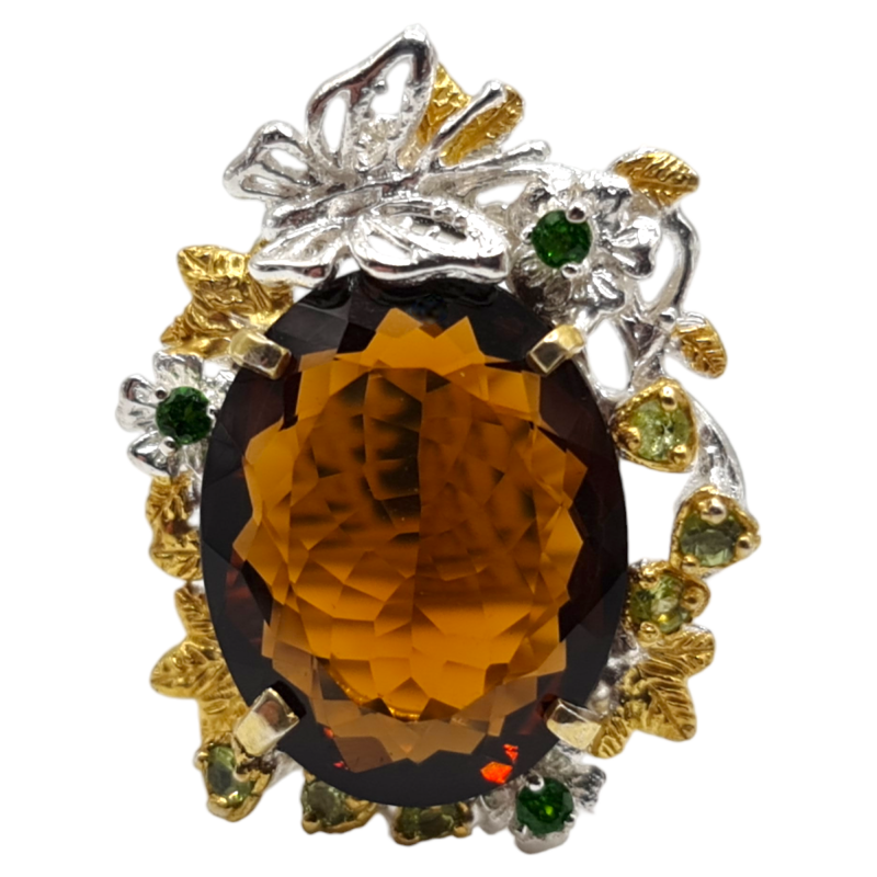 Inel din argint cu cuart, crom diopsid si peridot - Madammi.ro Inel din argint cu cuart, crom diopsid si peridot - Madammi.ro