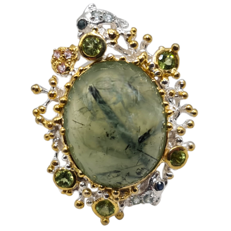 Inel din argint cu prehnit, peridot, safir si cz - Madammi.ro Inel din argint cu prehnit, peridot, safir si cz - Madammi.ro
