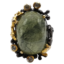 Inel din argint cu prehnit 32ct si topaz - Madammi.ro