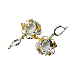 Cercei din argint cu ametist verde, peridot si topaz - Madammi.ro
